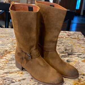 J Crew Distressed Suede Brown Boots Size 8, 12 1/2 inches tall